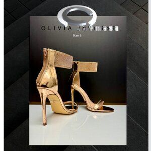 Olivia Jaymes GOLD Strap ankle Heels womens size 9